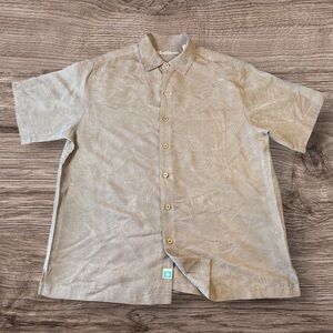 Caribbean Joe Hawaiian Men's Brown Patterned Button-Down Shirt XL